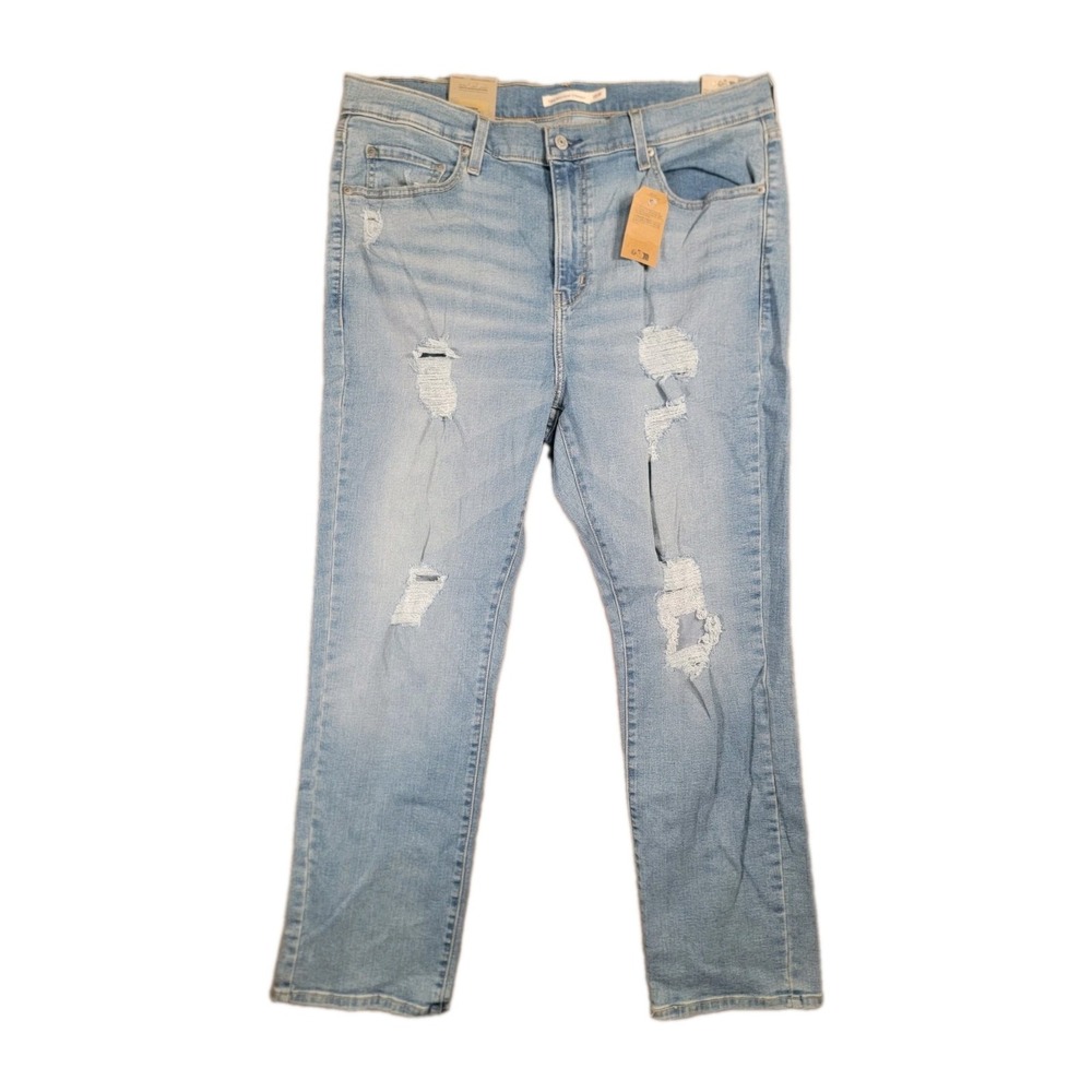 Levis 724 Jeans Womens 18W High Rise Slim Straight Distressed Stretch Denim NWT